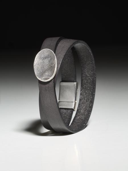 Wickellederarmband mit ovalem Fingerprintnugget